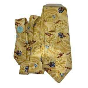 Tommy Bahama Cubana Men’s Silk Neck Tie Cigar Havana Smoker Martini Maize